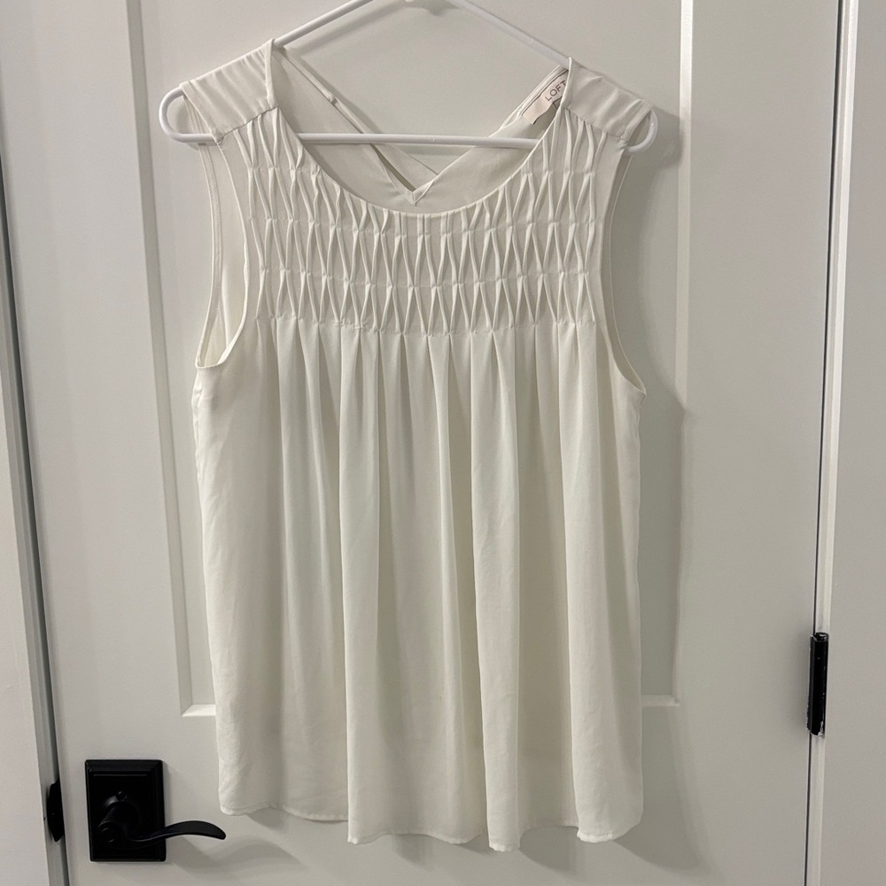 LOFT Cream Sleeveless Blouse